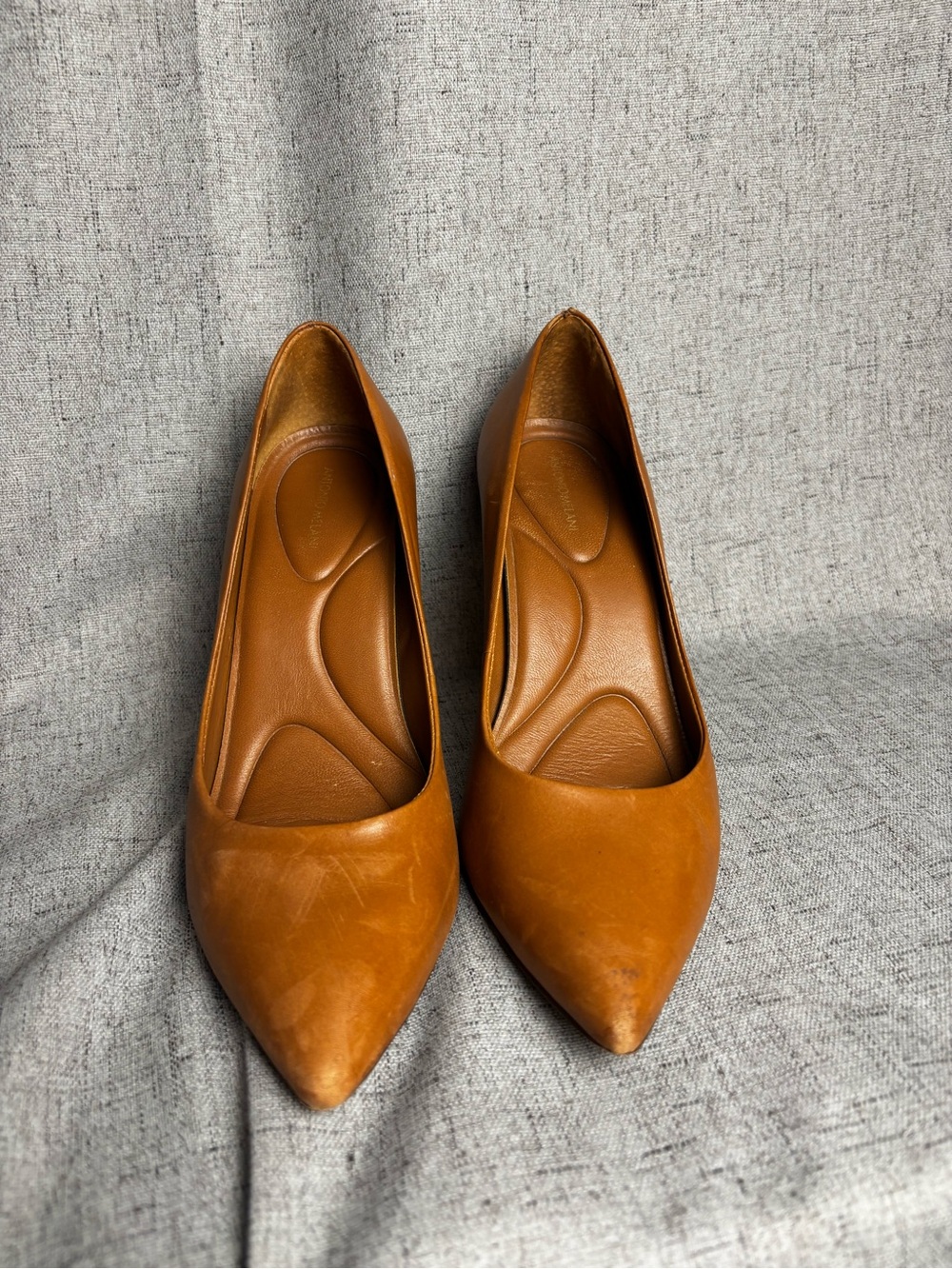 Antonio Melani Women's Pointed-Toe Leather Flats in Tan